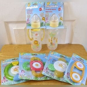 New neutral 6 piece Safari baby shower set zebra lion monkey raccoon, T1MIS